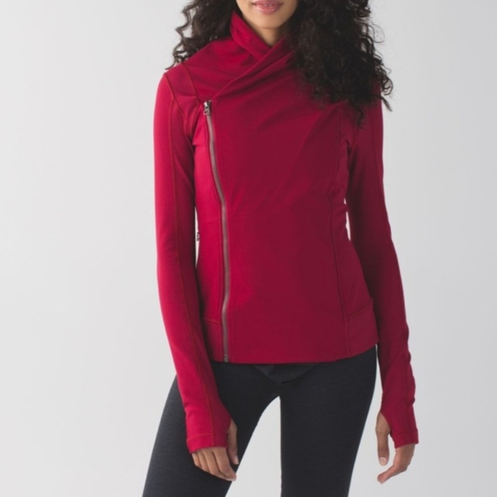 Red Asymmetrical Zip Jacket